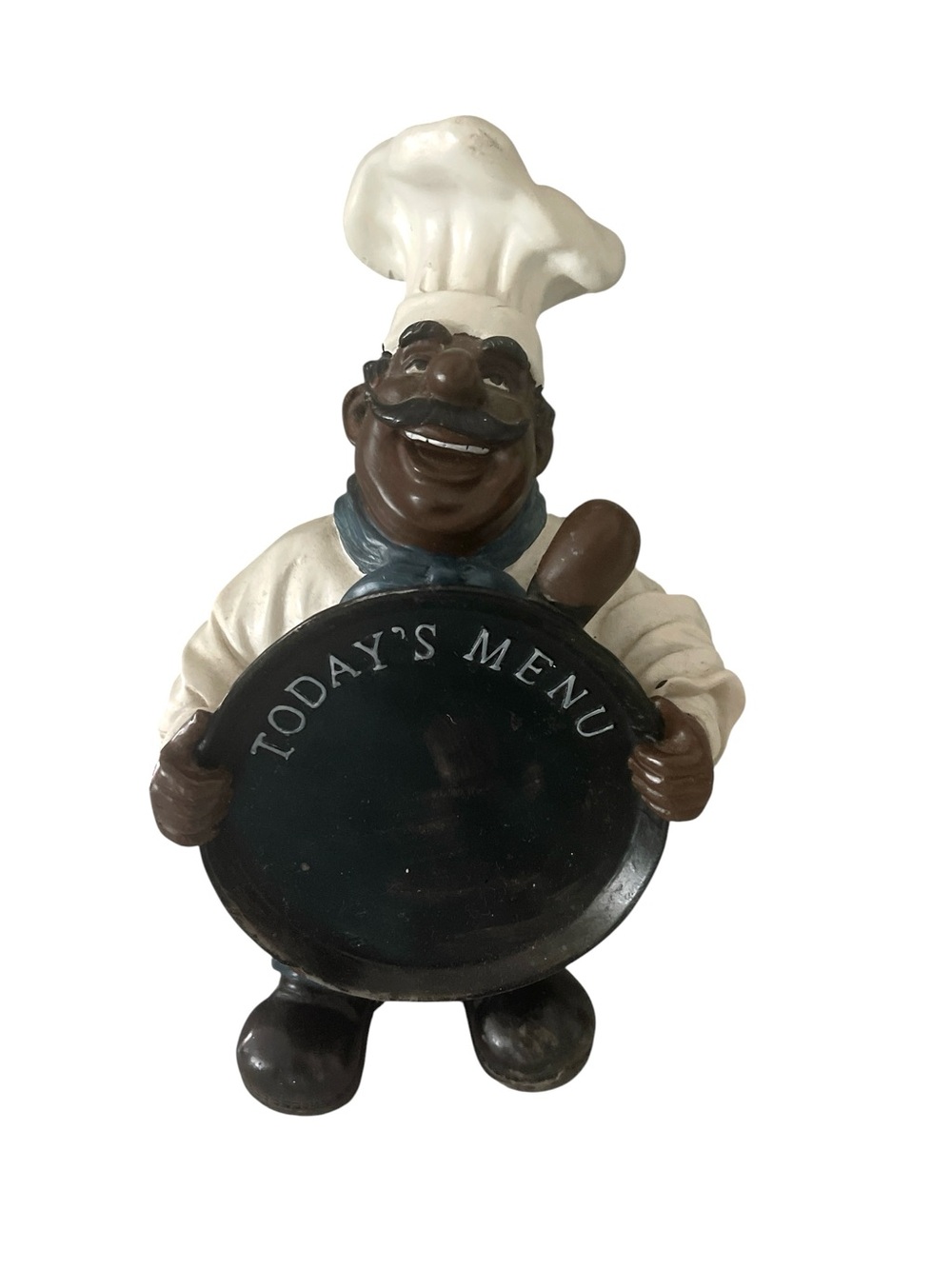 CHEF FIGURINE HOLDING BLACKBOARD READS “Today’s Menu”
